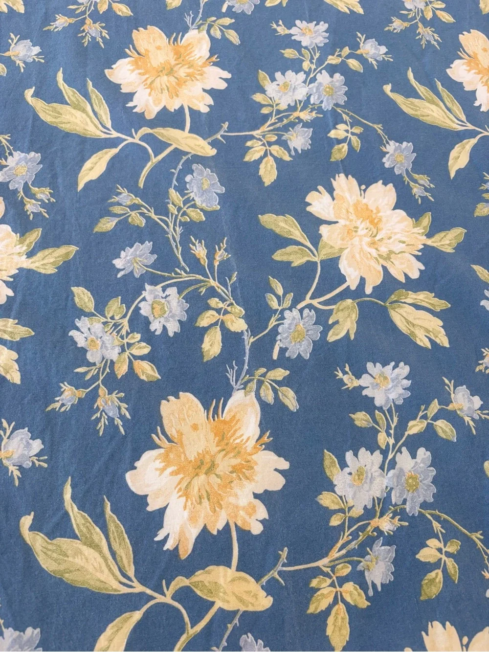 Vintage Laura Ashley Blue and Cream Floral Drapes- Set of 4